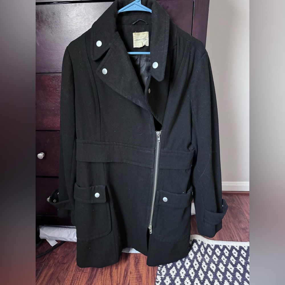 Silence + Noise Classic Black zipper Coat